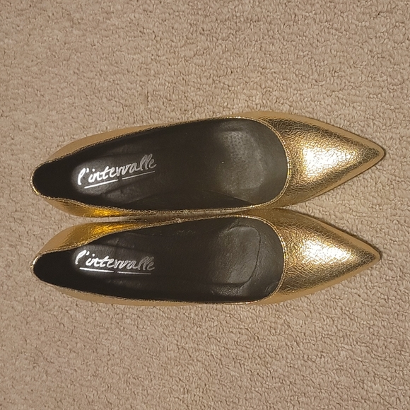 L'intervalle cracked leather gold pumps - Picture 3 of 7